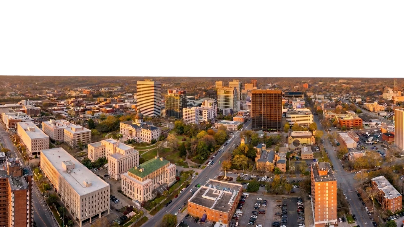 Downtown Columbia, South Carolina skyline at sunset